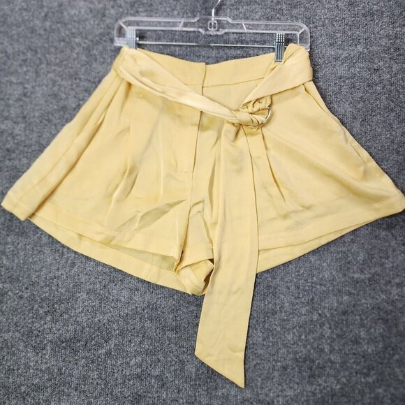 Ramy Brook Womens Pleated Front Belted Gianna Shorts Daffodil Yellow Size‎ 8 - Picture 1 of 13